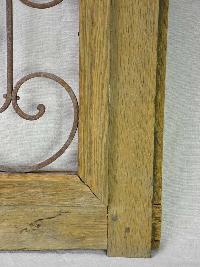 Salvaged solid oak and wrought iron window from the late 19th / early 20th century 30¼" x 29¼"