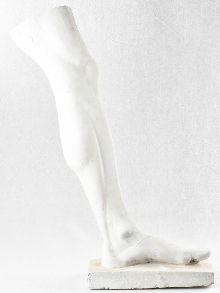Antique marble-like leg plaster sculpture | Vintage plaster sculpture of a leg 31½