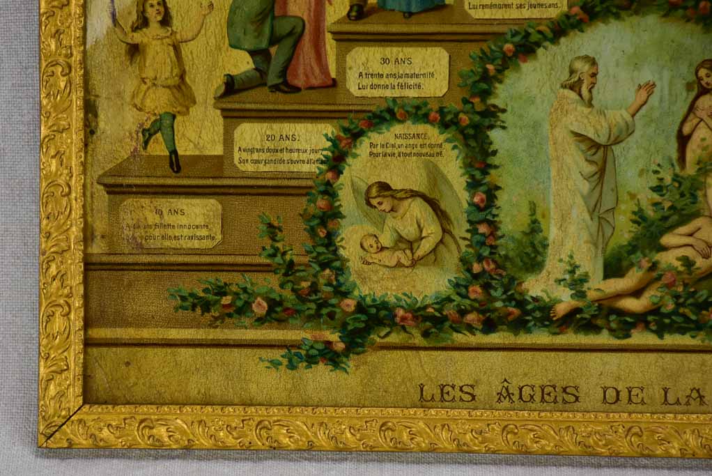 Satirical 19th century French lithograph - the life of a woman 13½" x 17¼"