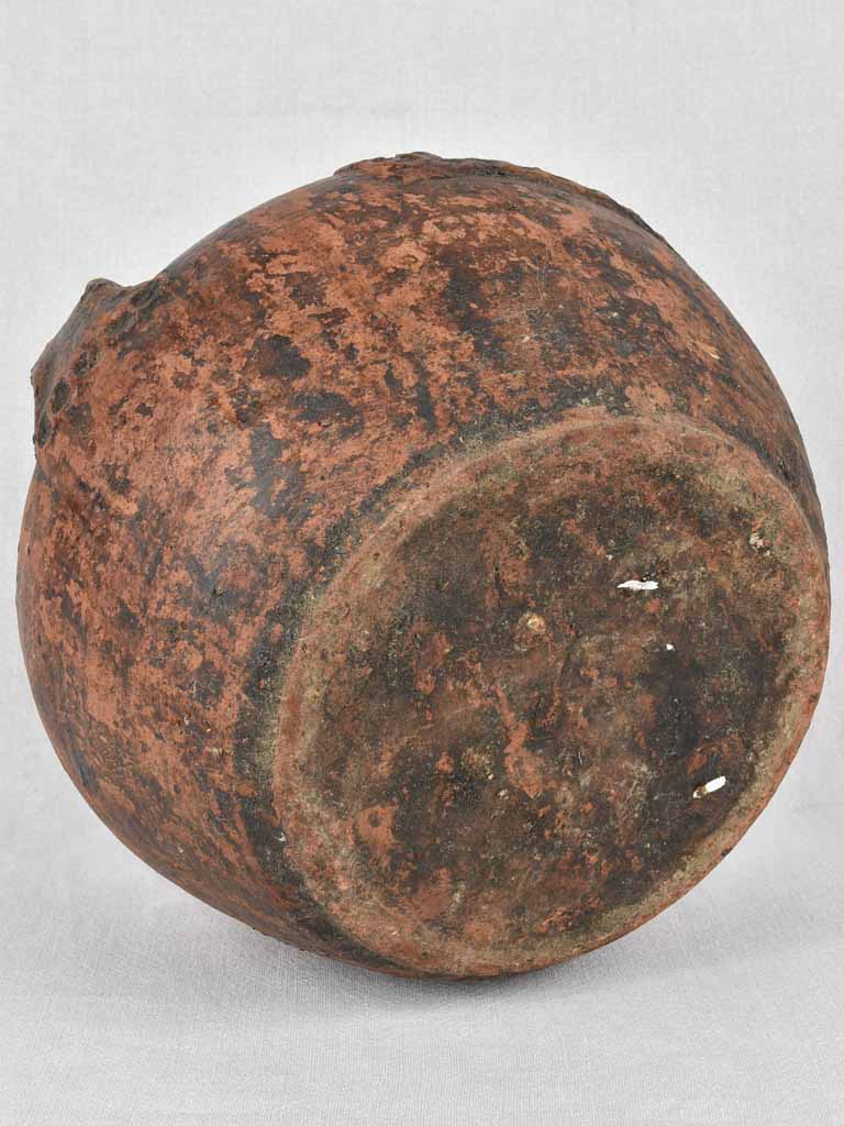 Oil jar, red w/ stopper, French antique, 11"