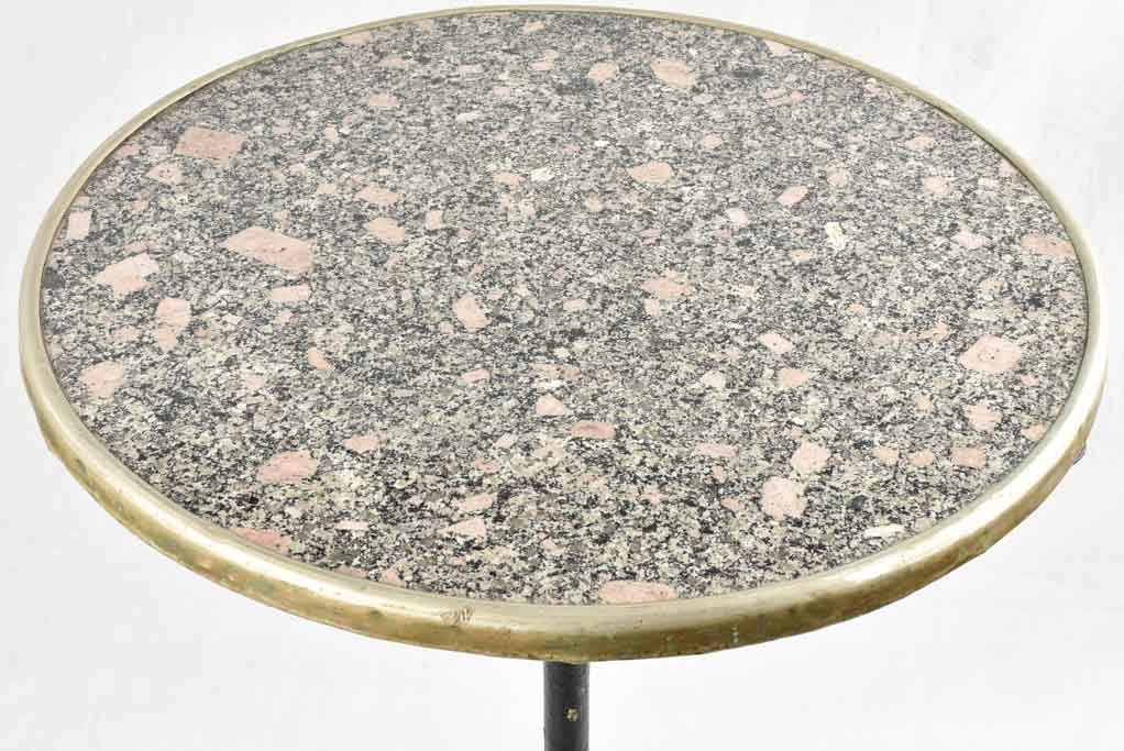 Antique French bistro table with granite top & claw feet