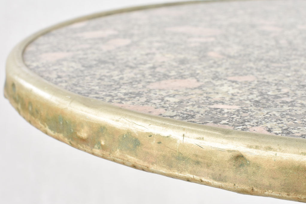 Antique French bistro table with granite top & claw feet