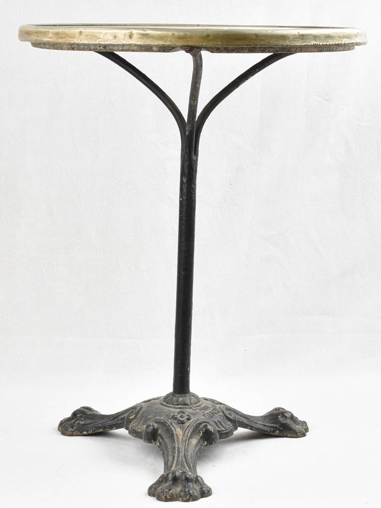Antique French bistro table with granite top & claw feet