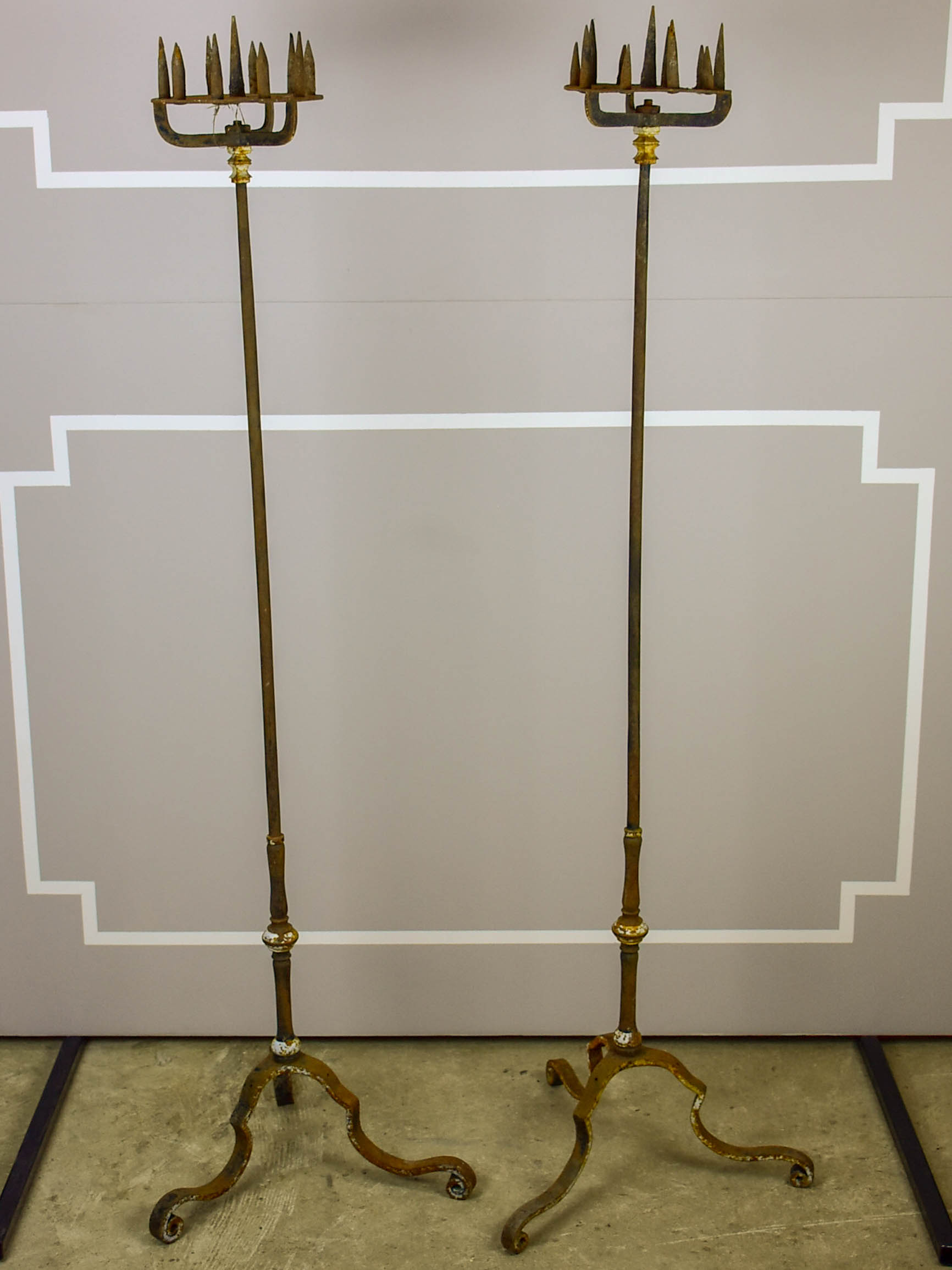 A pair of very tall 19th Century church candlesticks