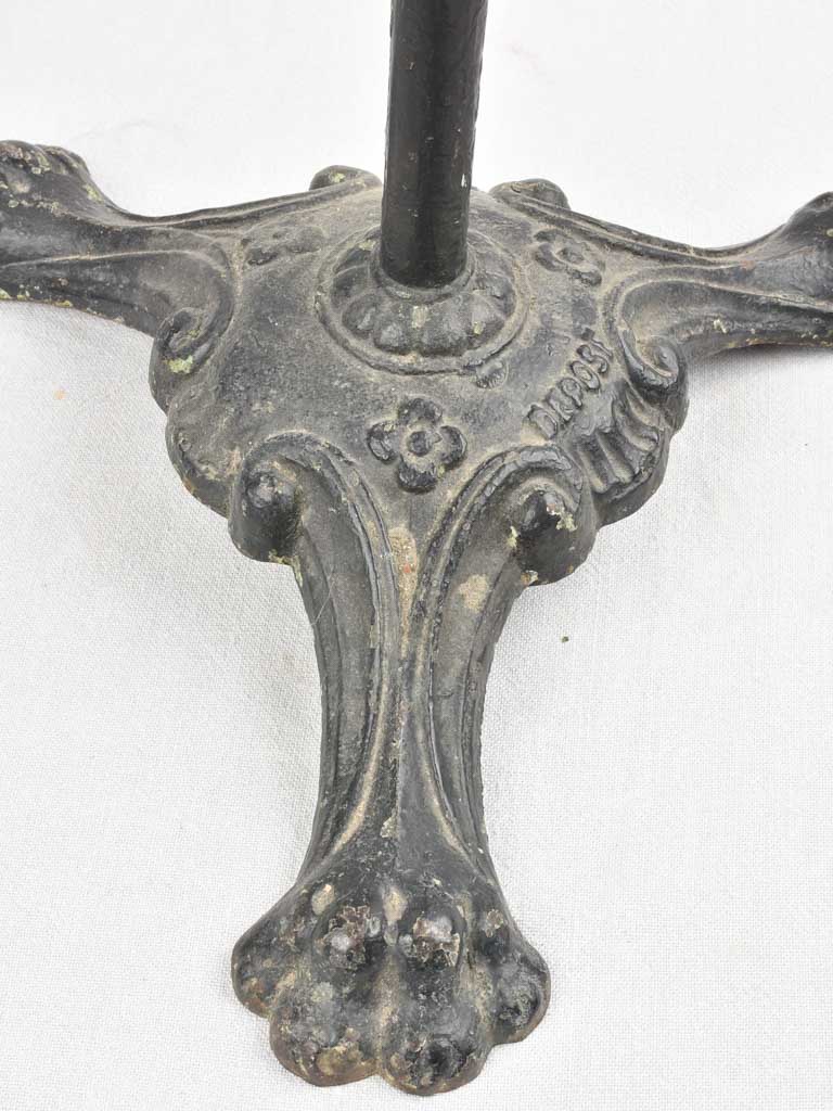 Antique French bistro table with granite top & claw feet