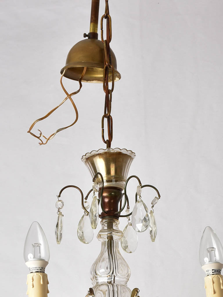Elegant 1970s French Glass Chandelier