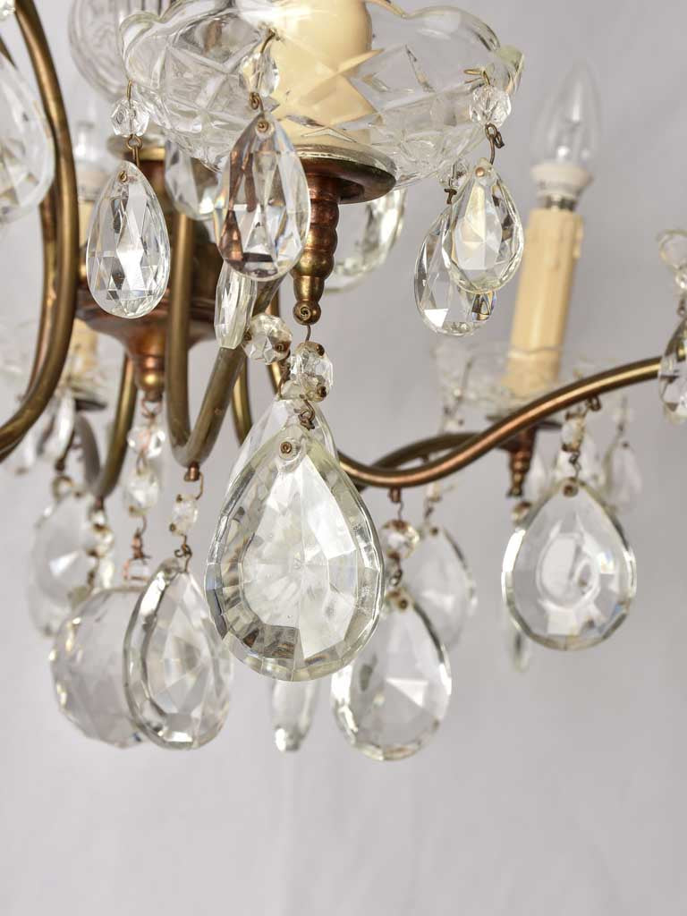 Aged Brass and Glass 6-light Fixture