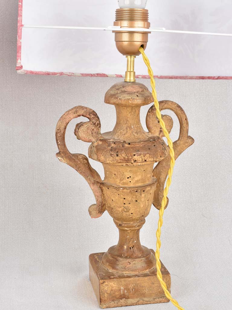 Gilt lamps, Toile de Jouy, 18th-century, 19¾" (2)
