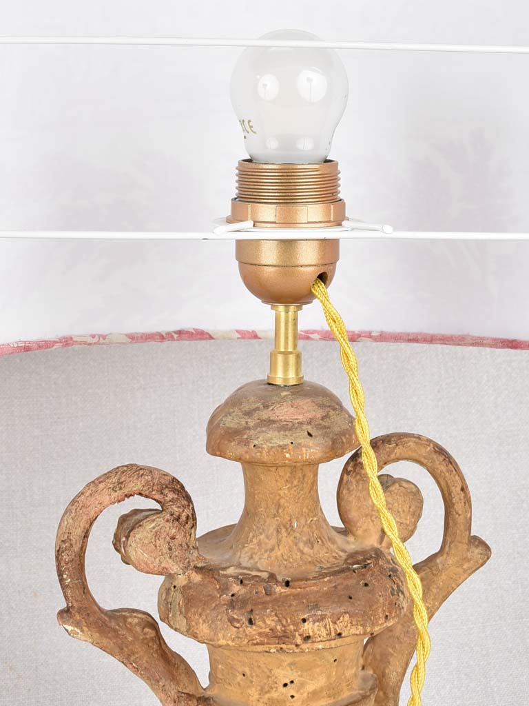 Gilt lamps, Toile de Jouy, 18th-century, 19¾" (2)