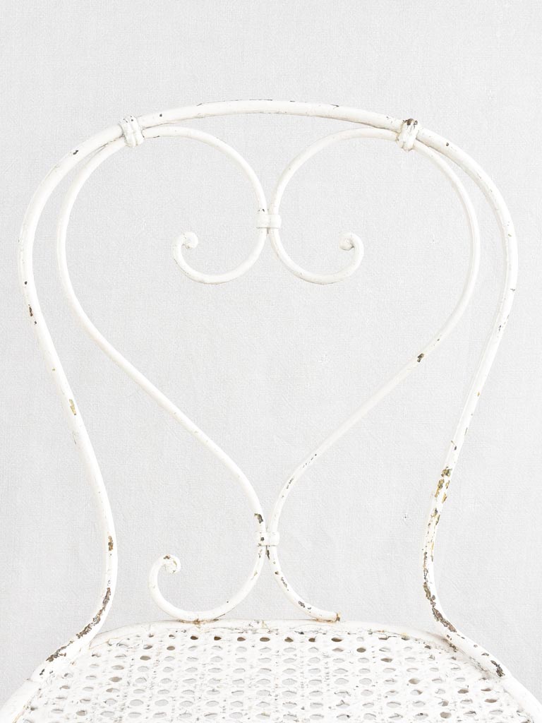 Antique French heart back garden chairs - white