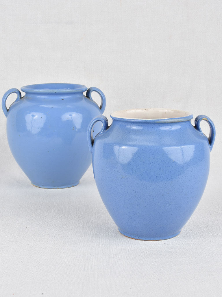 Preserving pots, blue-glaze, 8" (two)