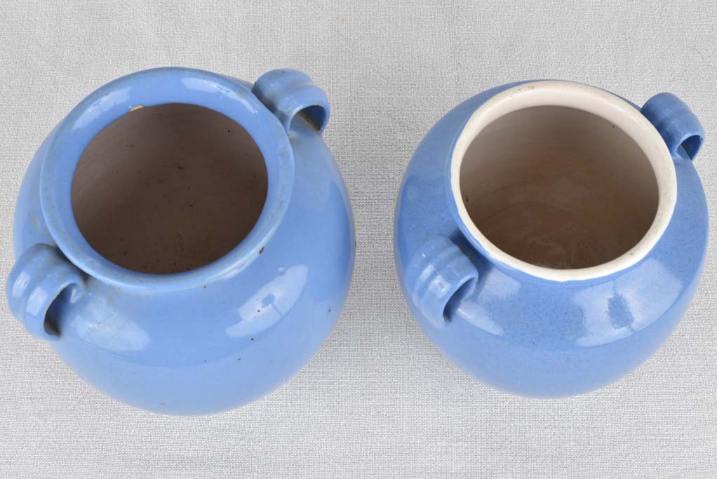 Preserving pots, blue-glaze, 8" (two)