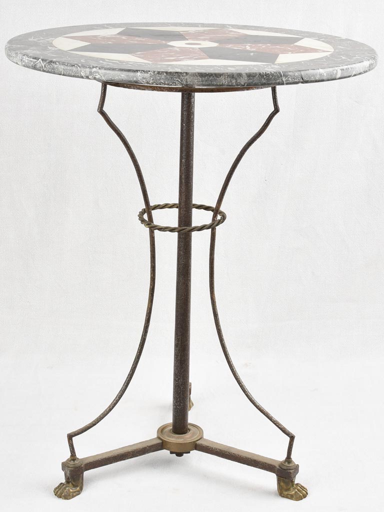 Patterned marble bistro table gold claw feet