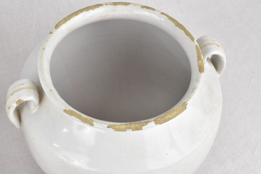Preserving pots, white w/ lids (three)