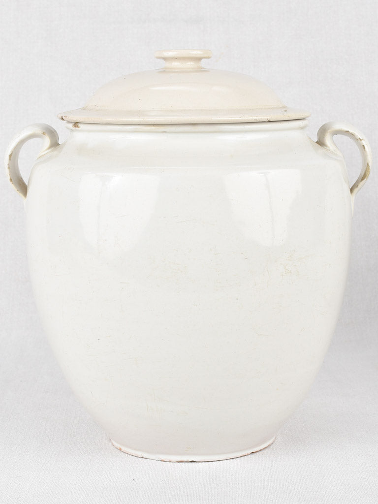 Preserving pots, white w/ lids (three)