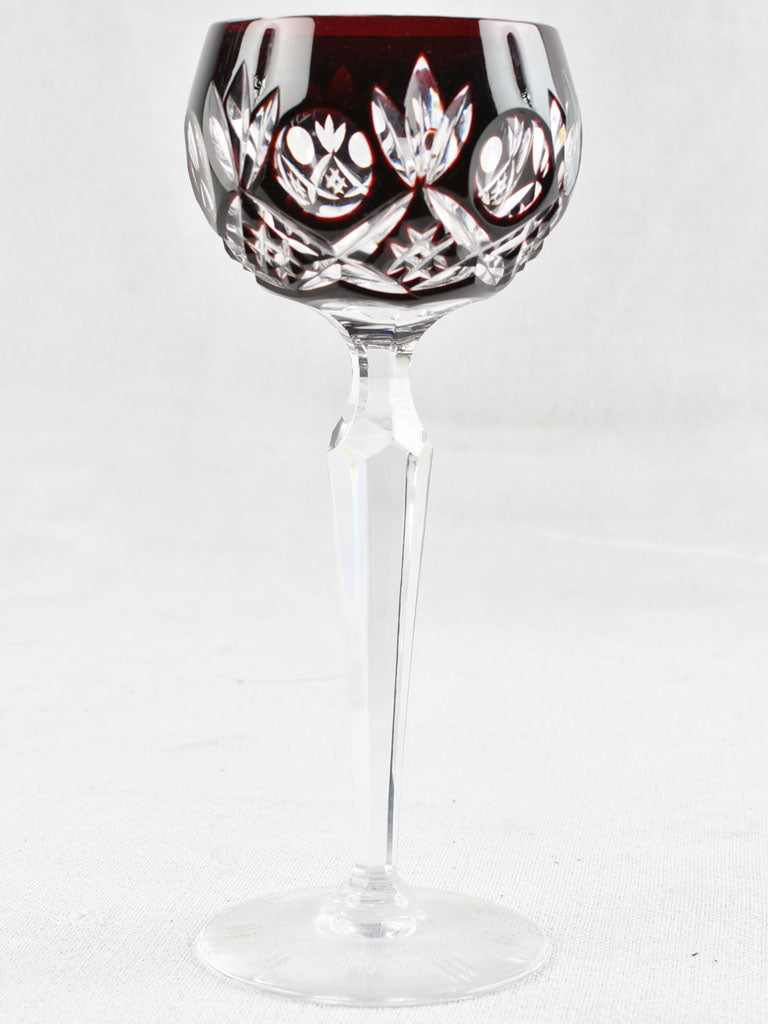 Set of 6 vintage multi color crystal wine glasses 8"