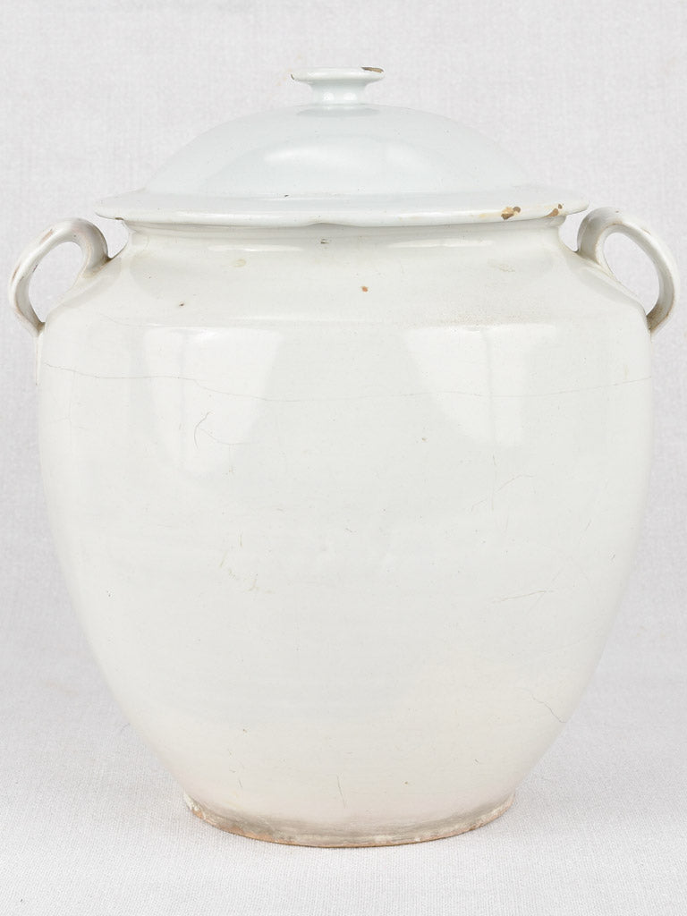 Preserving pots, white w/ lids (three)