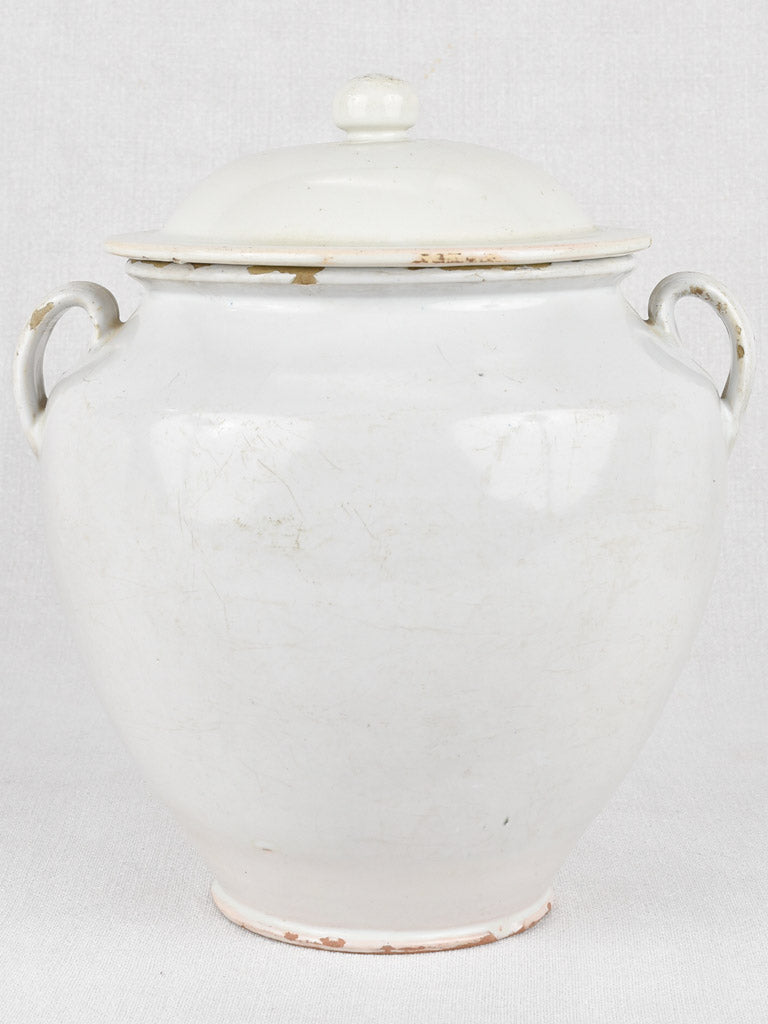 Preserving pots, white w/ lids (three)