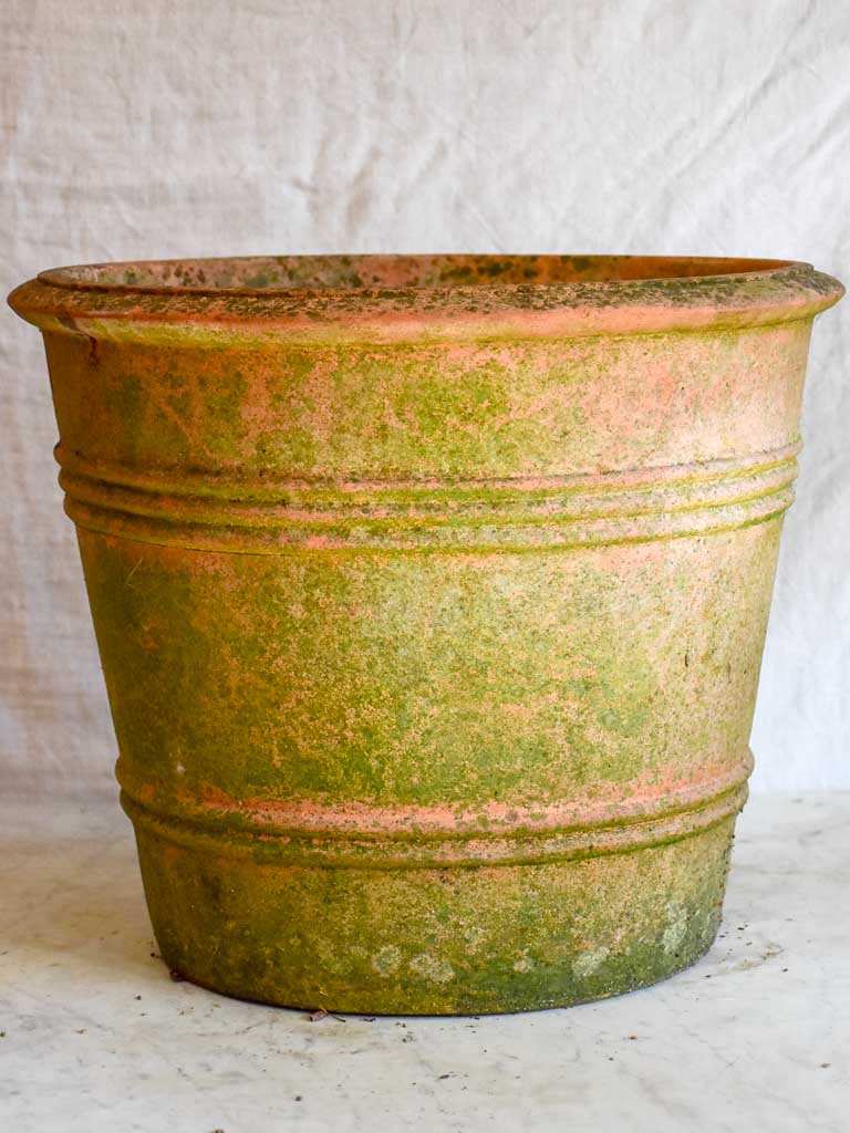 Vintage terracotta planter with ribbed detail 17¼"
