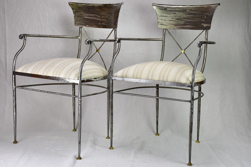 Pair of vintage metal armchairs in the Directoire style