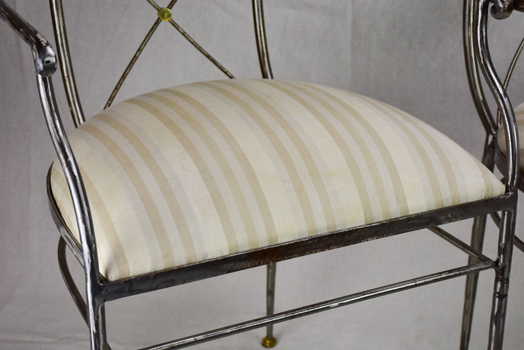Pair of vintage metal armchairs in the Directoire style