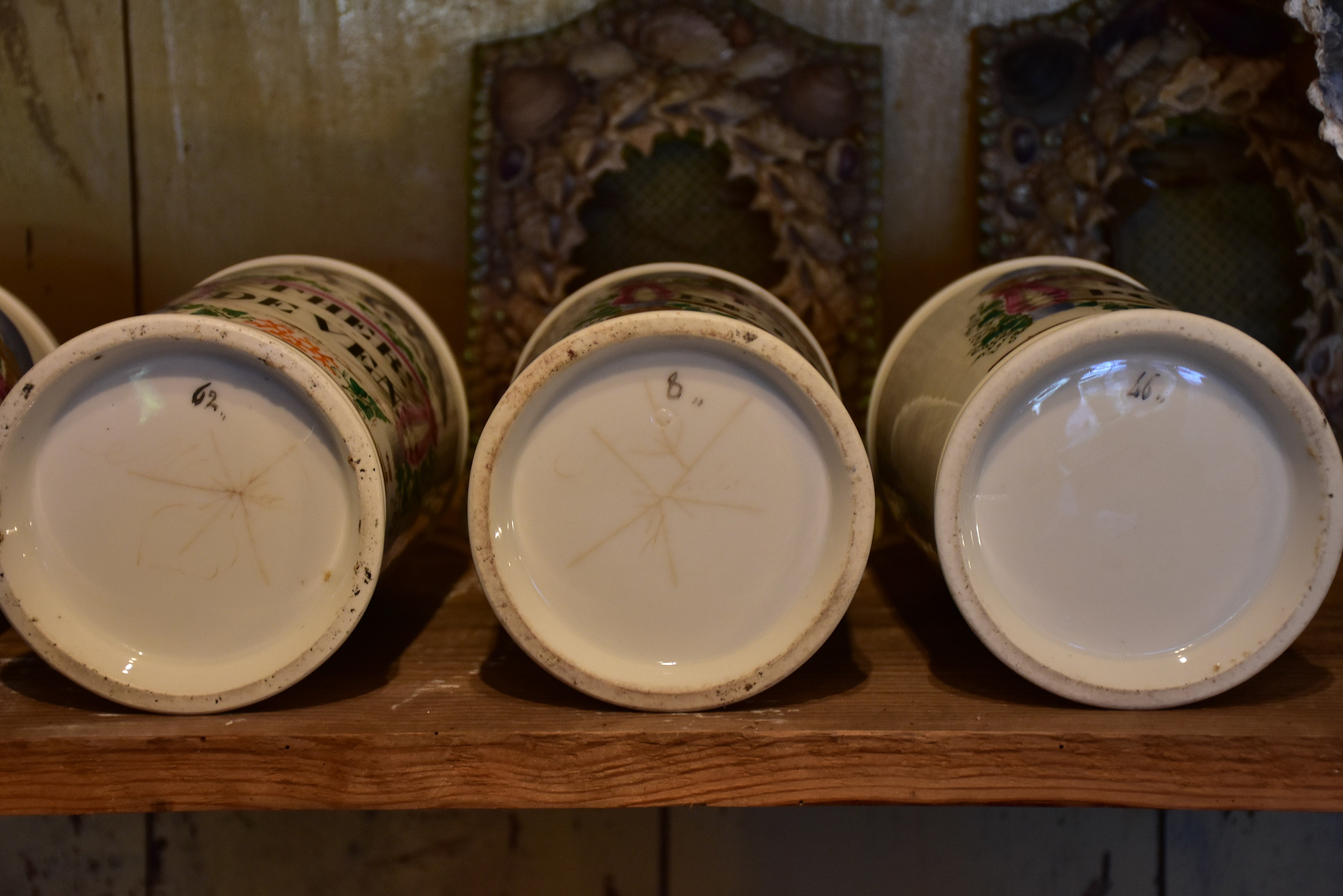 Collection of 6 antique French apothecary jars