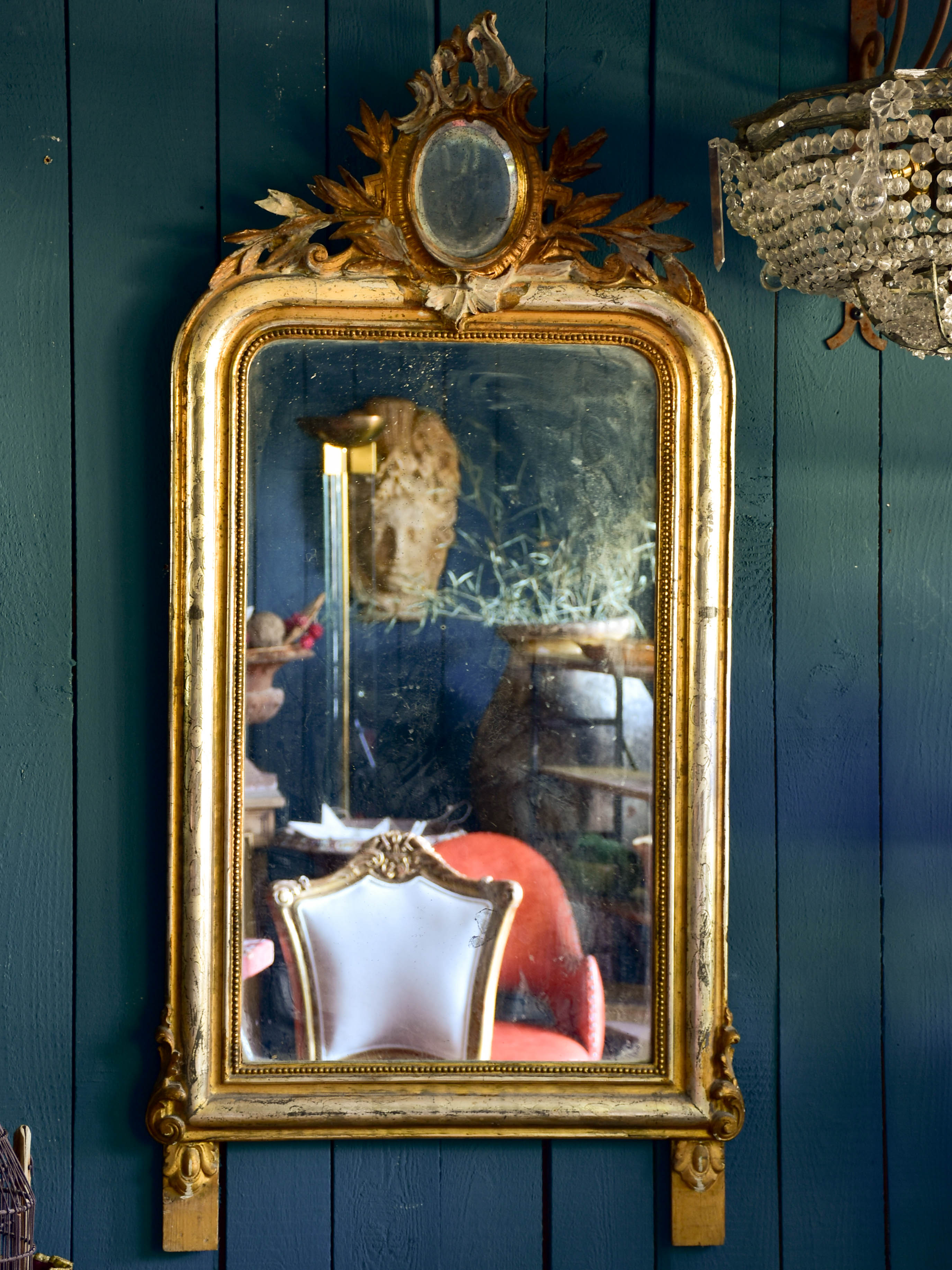 Louis Philippe mirror with decorative pediment