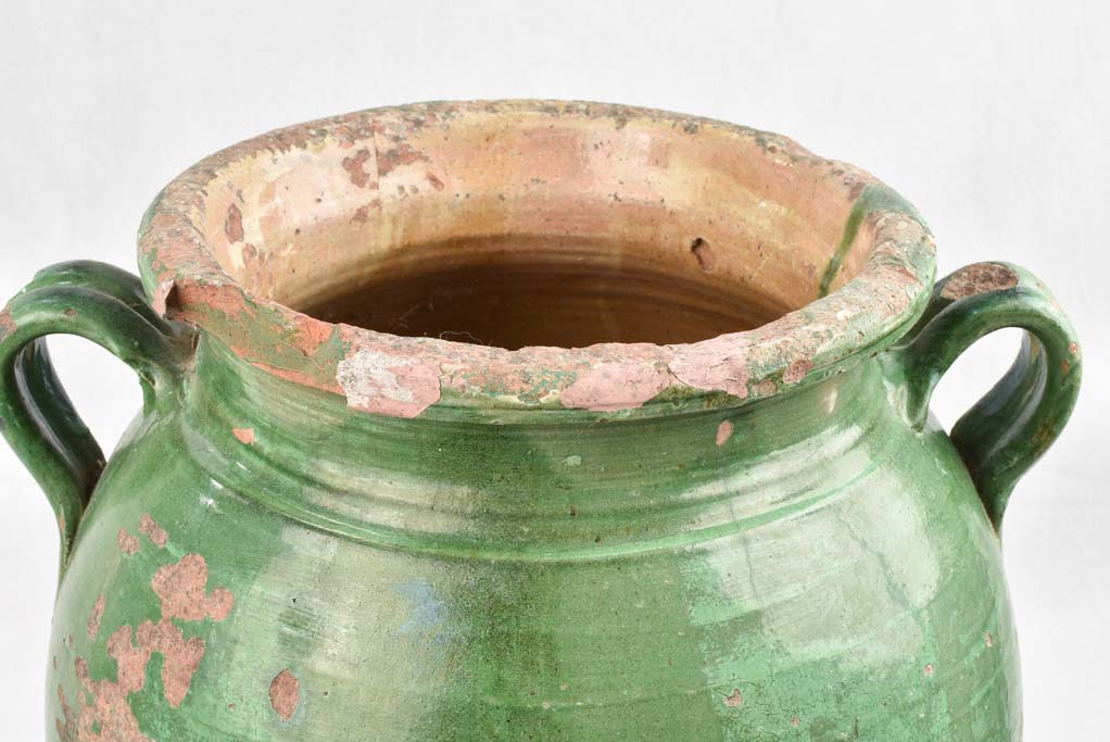 Large green olive pot with 2 handles 21¼"