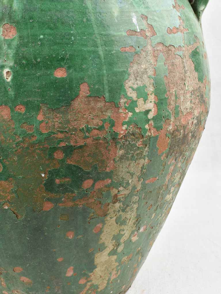 Large green olive pot with 2 handles 21¼"
