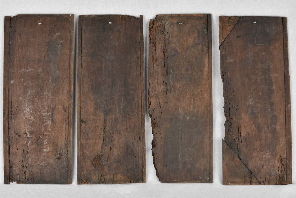 4 salvaged carved panels, early-17th-century 21¼"