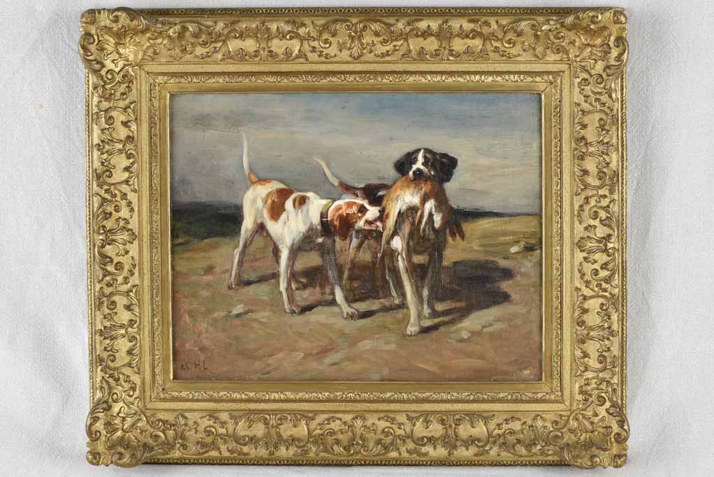 20th-century painting of hunting dogs HL 19¾" x 22¾"