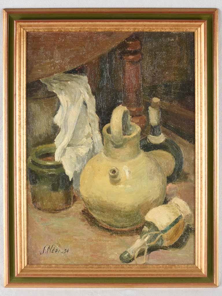 Vintage Provençal oil-on-board still life