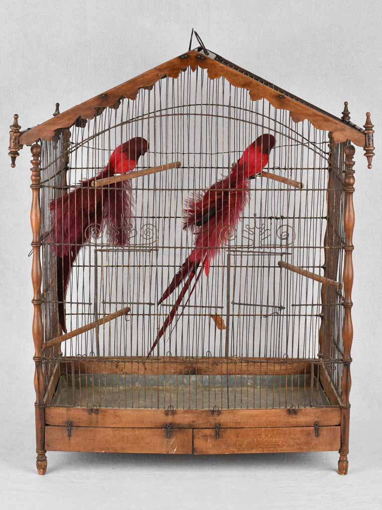 Birdcage, wood & iron, French, 19th-century, 30¼"