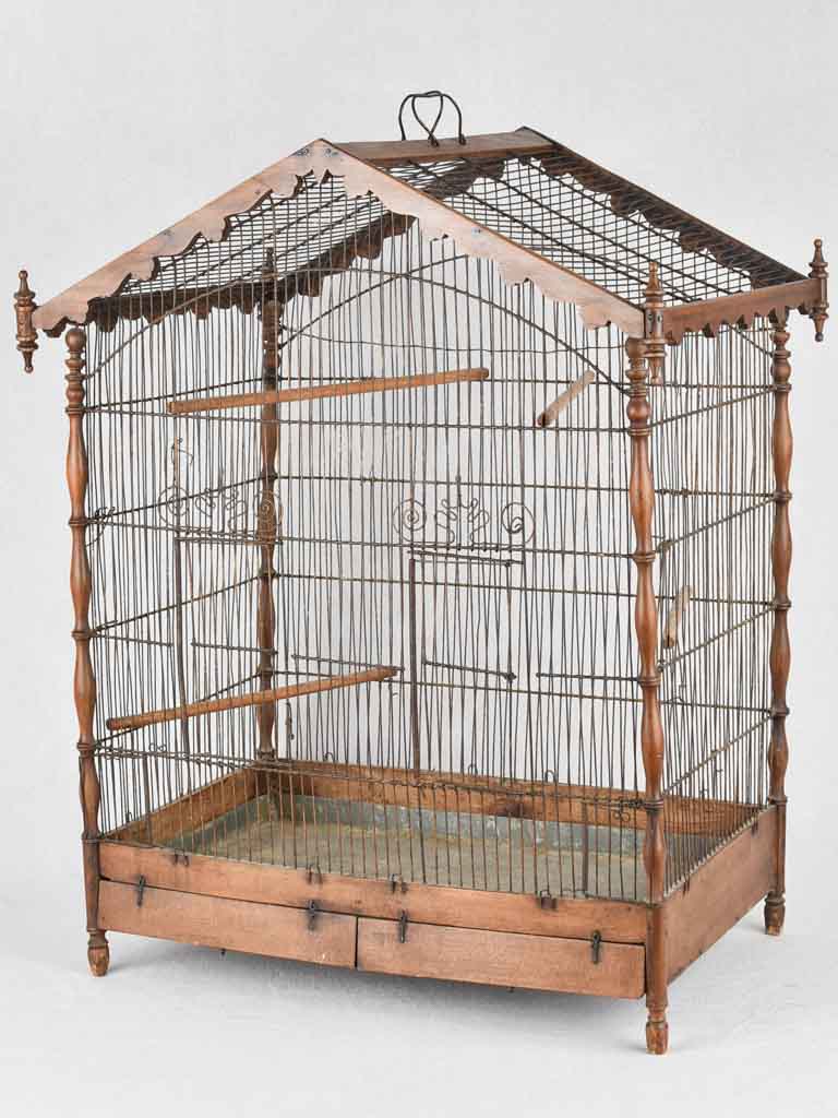 Birdcage, wood & iron, French, 19th-century, 30¼"