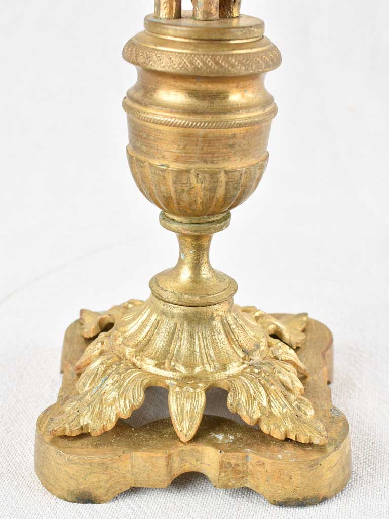 Pair of antique altar candelabras with flowers 20½"