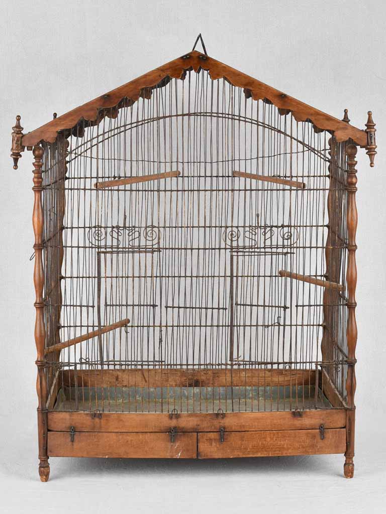 Birdcage, wood & iron, French, 19th-century, 30¼"