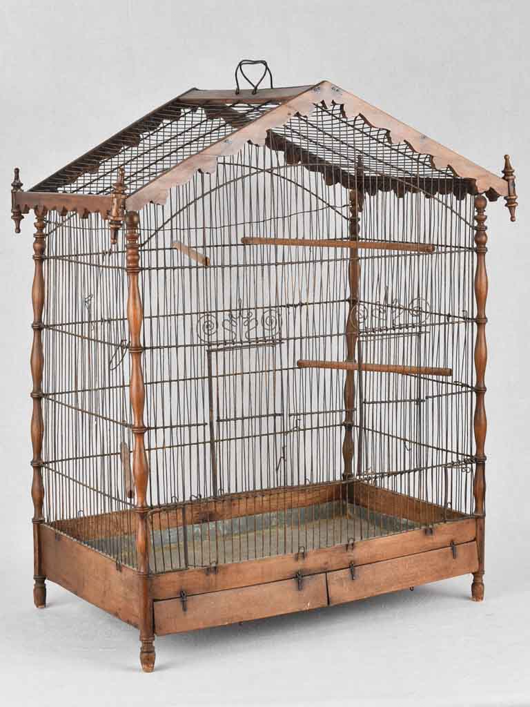 Birdcage, wood & iron, French, 19th-century, 30¼"