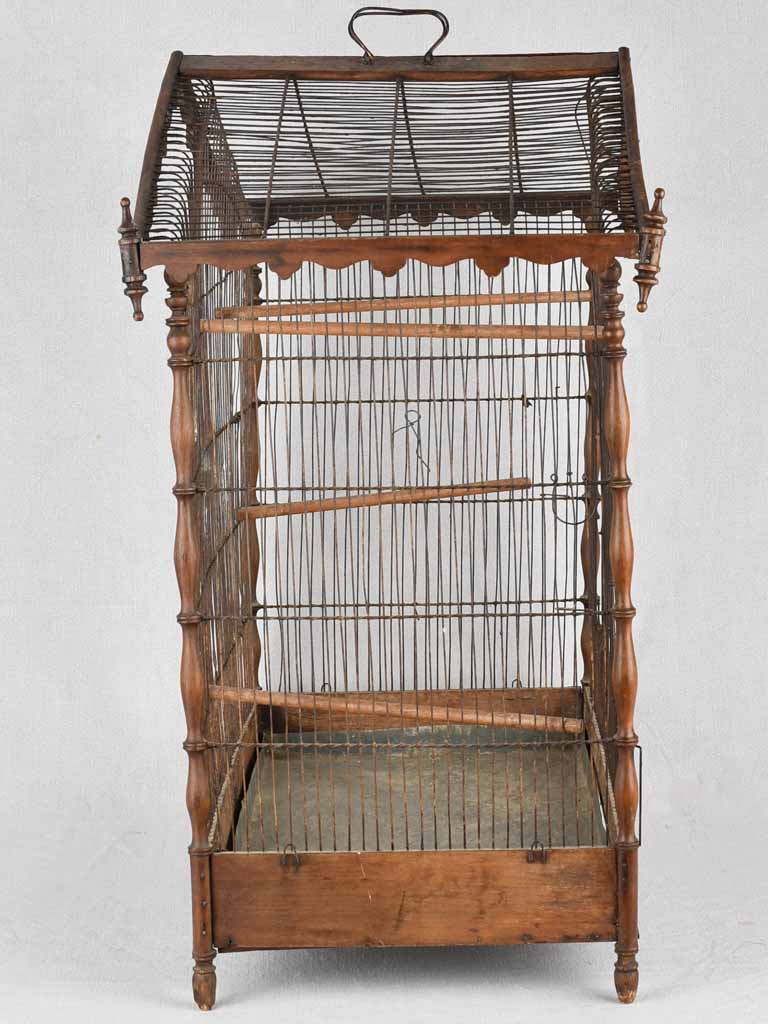Birdcage, wood & iron, French, 19th-century, 30¼"