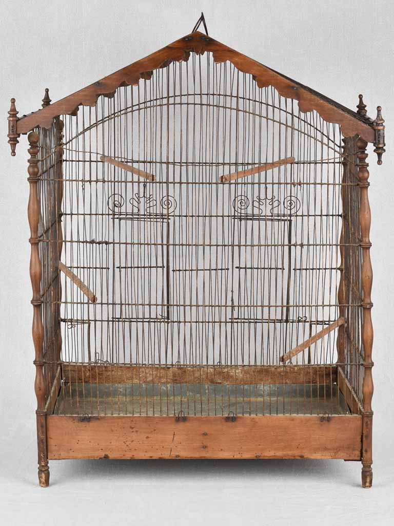 Birdcage, wood & iron, French, 19th-century, 30¼"