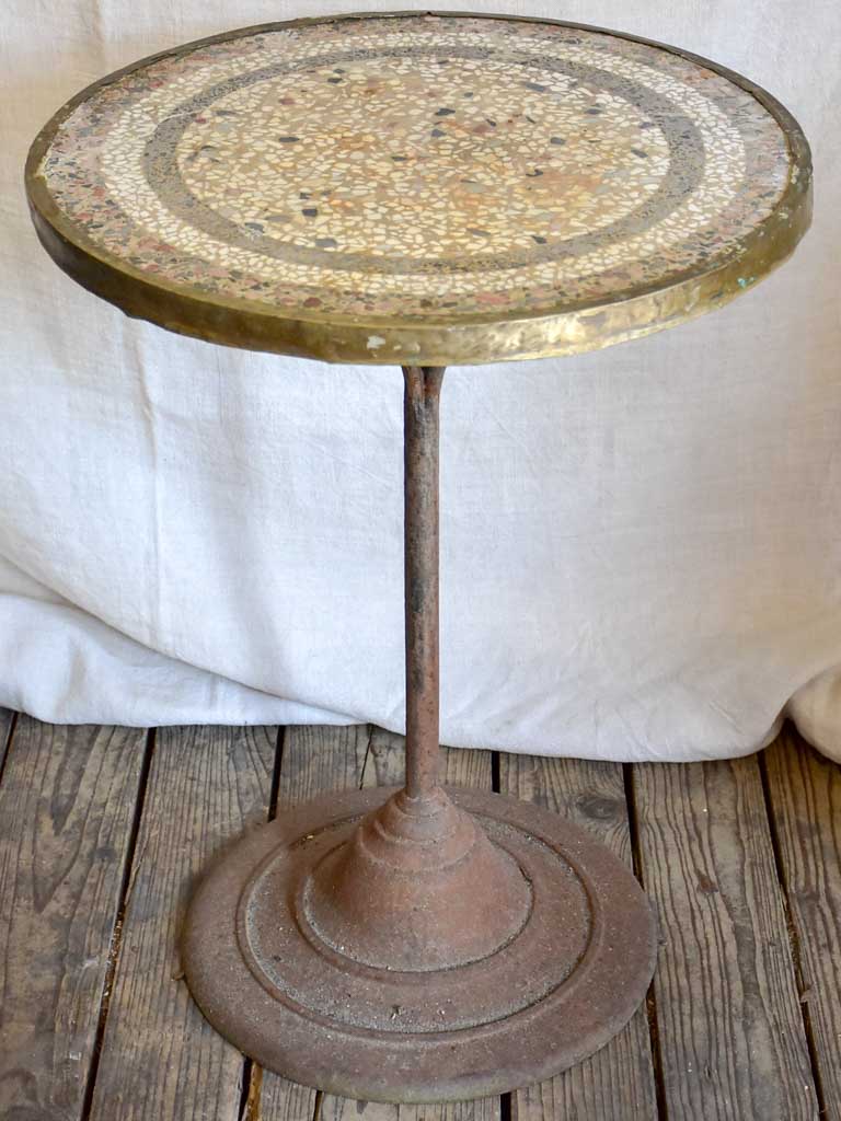 Early 20th Century French bistro table - mosaic with cast iron base