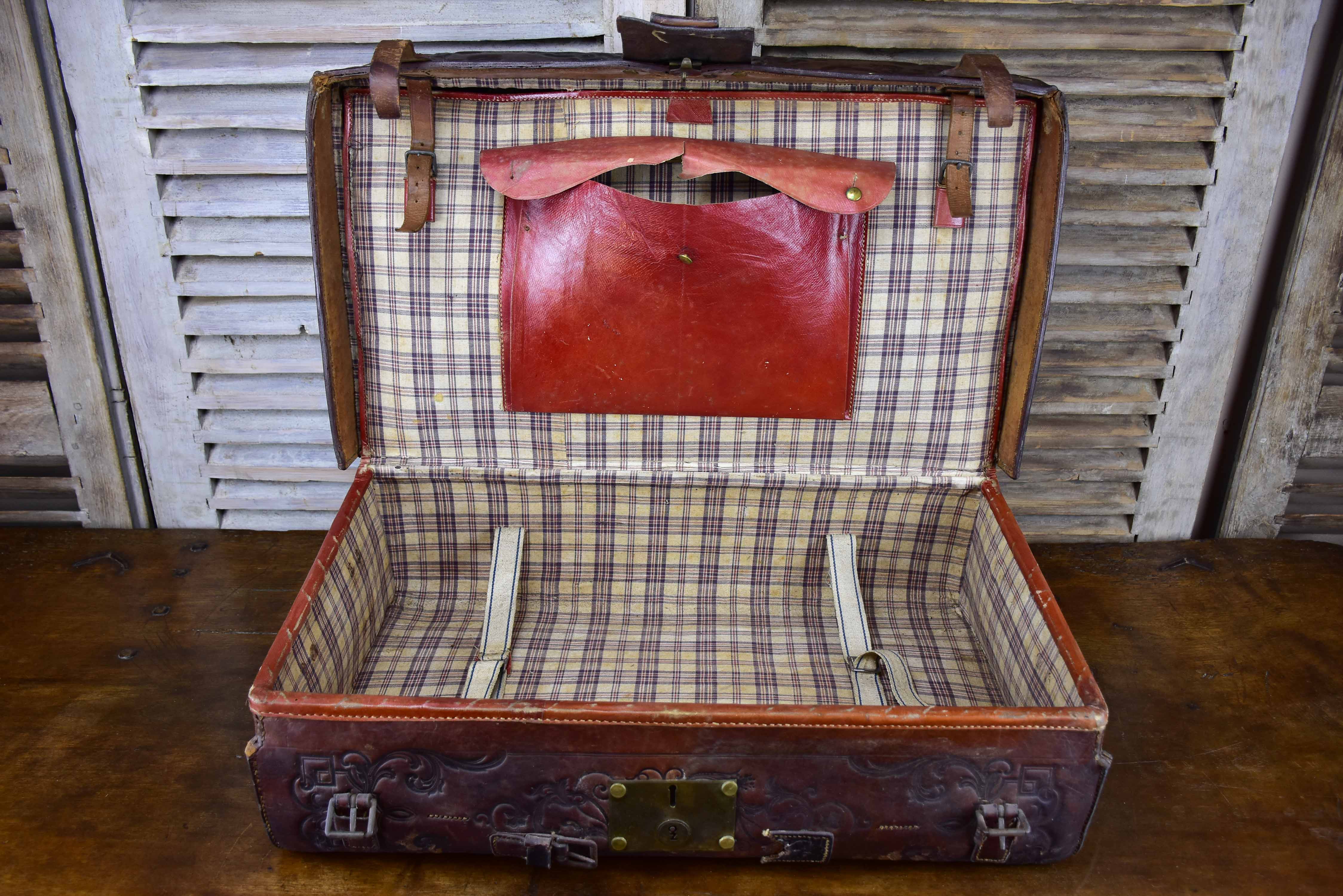 Antique French leather trunk from the Post Office