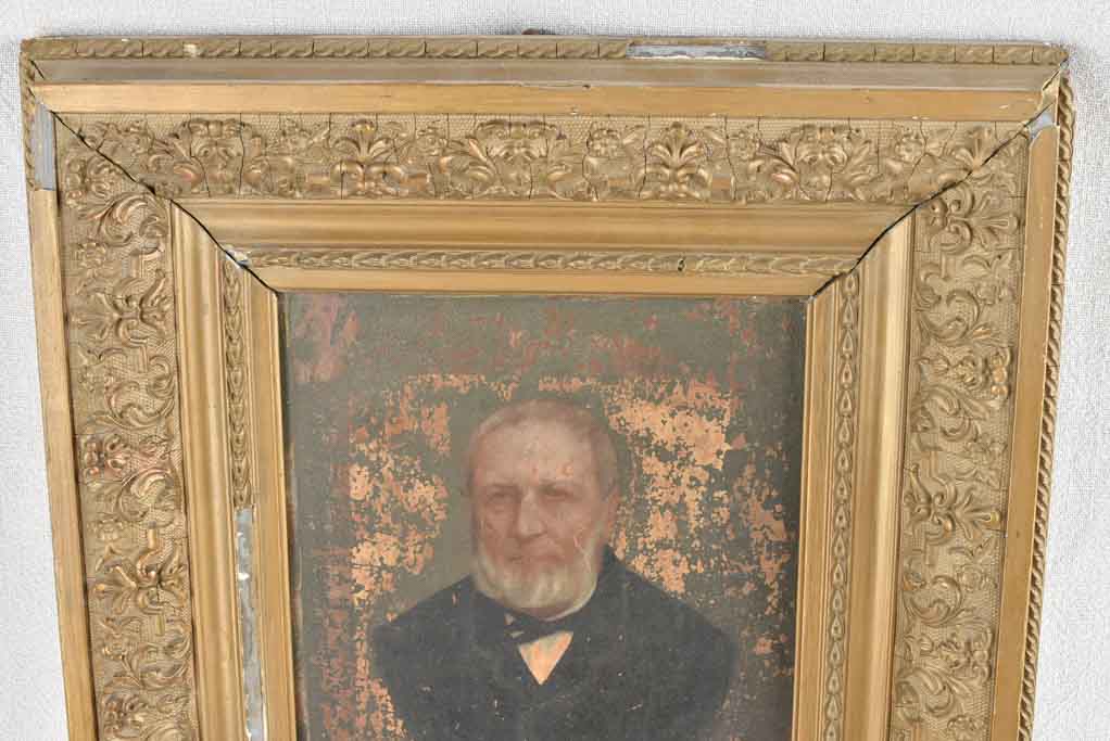 Old-world portrait in rustic frame