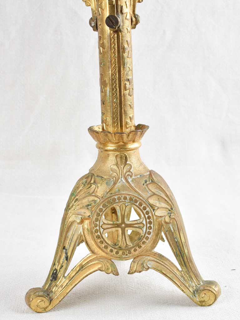 Pair of antique bronze church altar candelabras 25½"