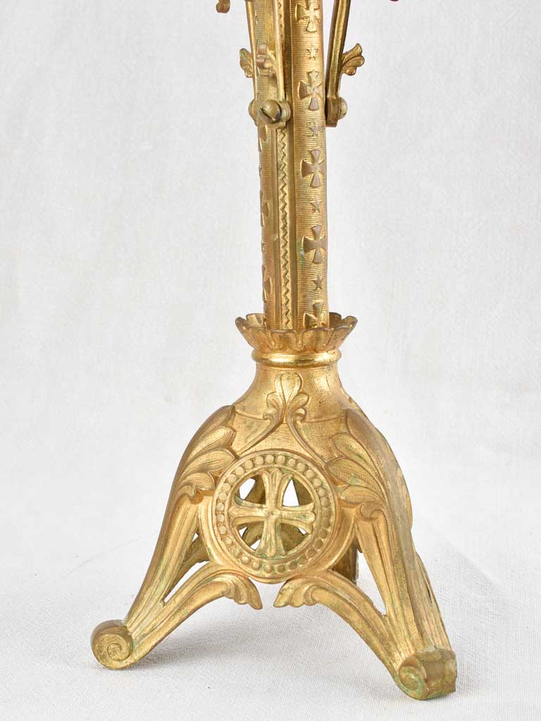 Pair of antique bronze church altar candelabras 25½"