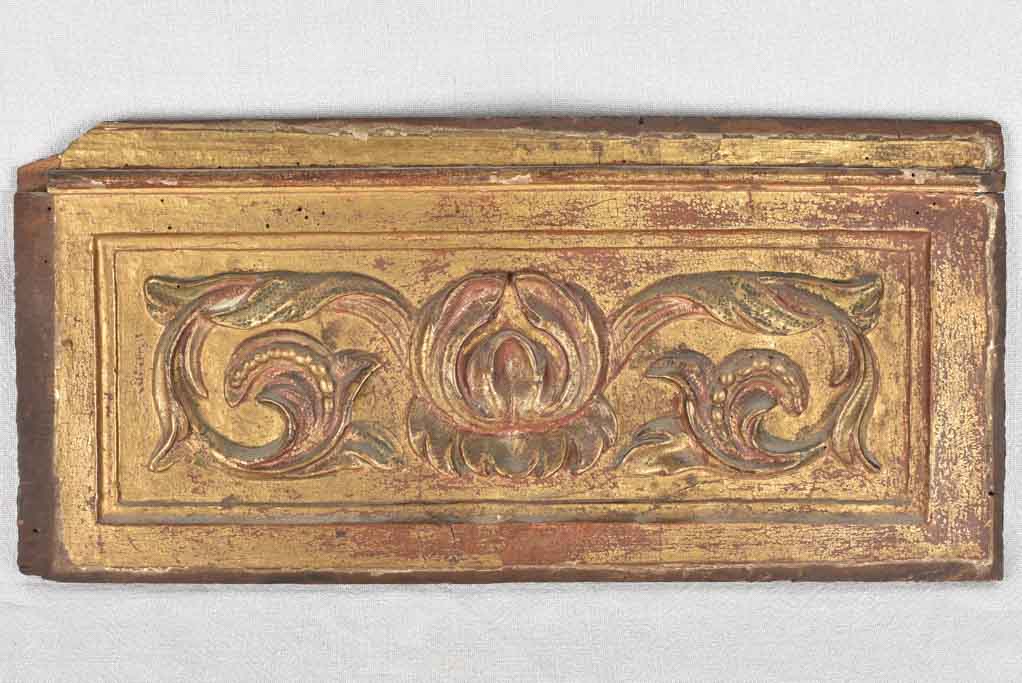 Boiserie panels, gilded bas relief, 9" x 19" (2)