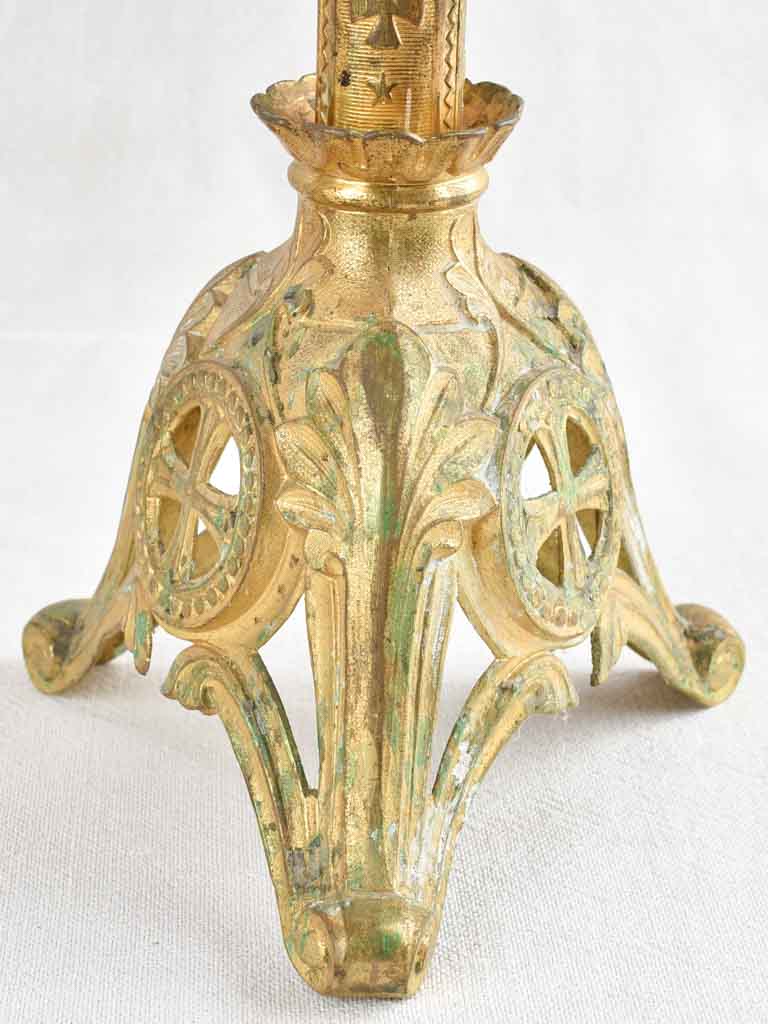 Pair of antique bronze church altar candelabras 25½"