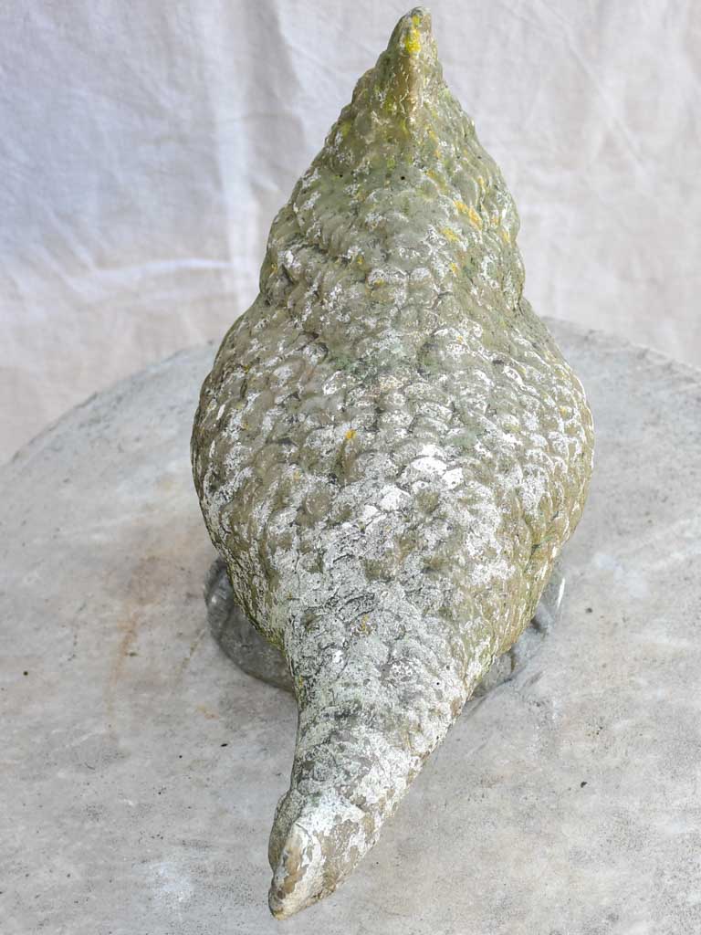 Vintage French garden sculpture of a foraging hen