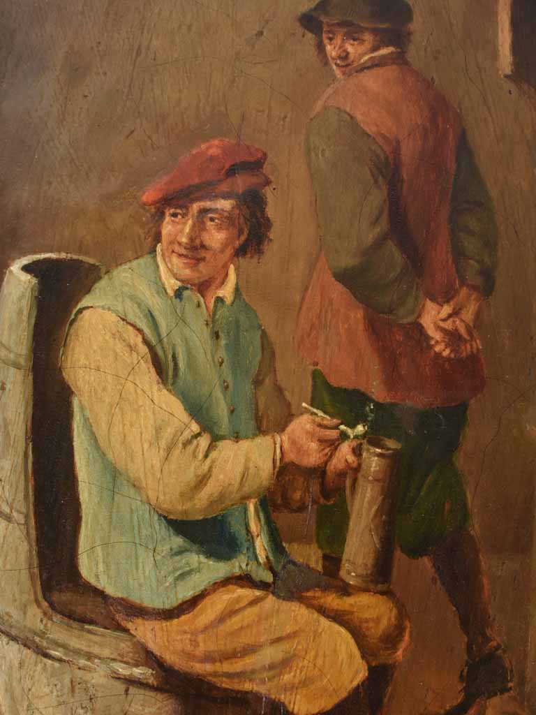 Intriguing scene in dark wooden frame