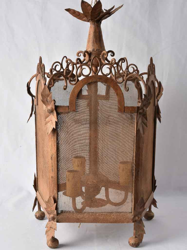 Very large lantern - red patina 30¾"