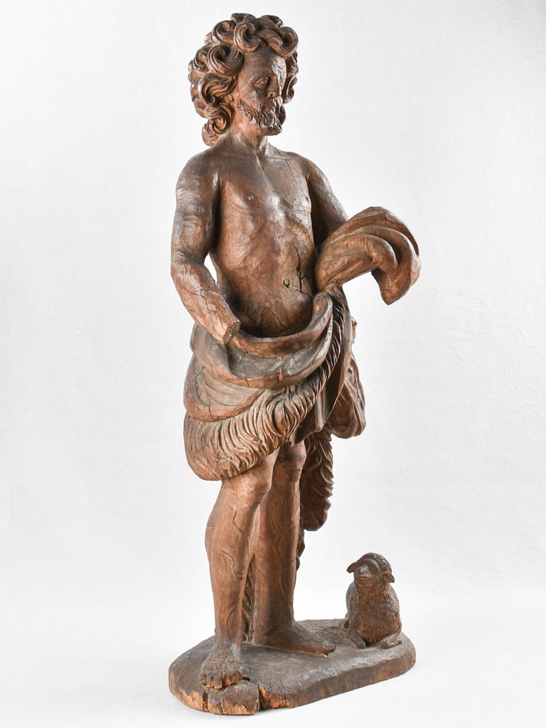 Antique wooden carved John Baptist figure